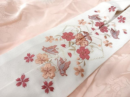 平和屋着物■長襦袢　袷　花取地紋　半衿刺繍　正絹　逸品　CABM2371xe