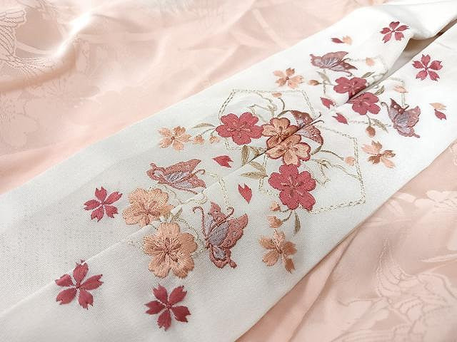 平和屋着物■長襦袢　袷　花取地紋　半衿刺繍　正絹　逸品　CABM2371xe