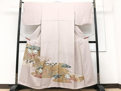 平和屋着物■豪華色留袖　刺繍　風景文　金彩　正絹　逸品　CABM2384xe