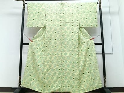 平和屋着物■上質な小紋　総絞り　菱文　正絹　逸品　CABM2395xe
