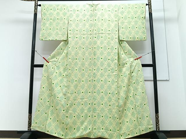 平和屋着物■上質な小紋　総絞り　菱文　正絹　逸品　CABM2395xe