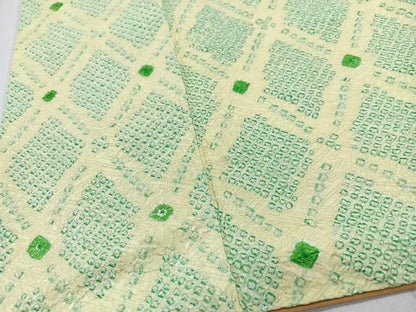 平和屋着物■上質な小紋　総絞り　菱文　正絹　逸品　CABM2395xe