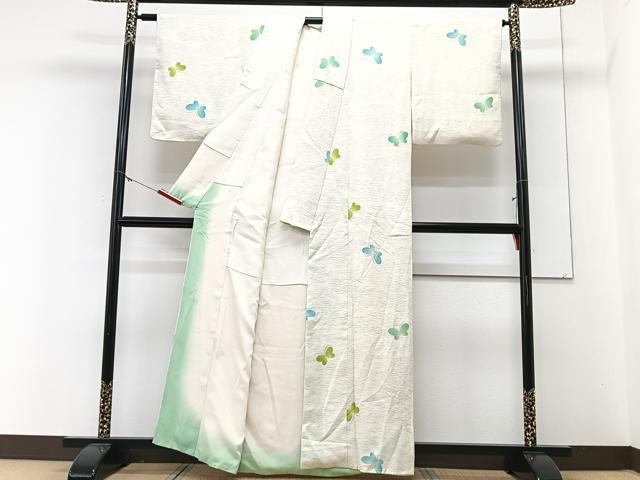 平和屋着物■上質な小紋　舞蝶文　銀彩　正絹　逸品　CABM2396xe