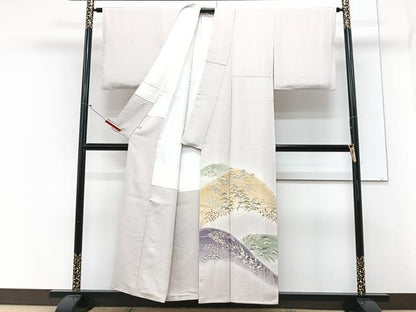 平和屋着物■豪華色留袖　駒刺繍　遠山浜松文　暈し染め　金彩　正絹　逸品　CABM2398xe
