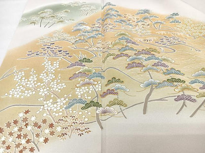 平和屋着物■豪華色留袖　駒刺繍　遠山浜松文　暈し染め　金彩　正絹　逸品　CABM2398xe