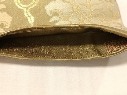 平和屋着物●西陣織　陰山織物謹製　箔屋清兵衛　九寸名古屋帯　草木染　牡丹唐草文　海松色　正絹　逸品　CABM2824vp