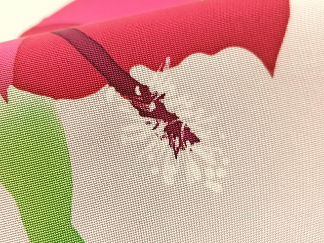 平和屋着物●塩瀬　九寸名古屋帯　作家物　ろうけつ染　草花文　正絹　逸品　未使用　CABM2830vp