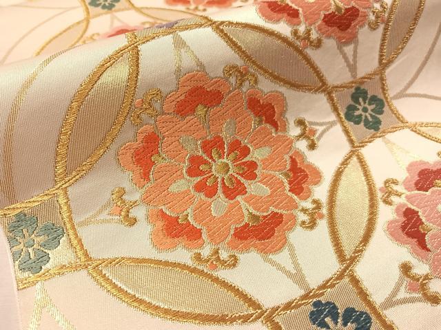 平和屋着物●西陣　川島織物　六通柄　本袋帯　七宝花文　金糸　正絹　逸品　CABM2853vp