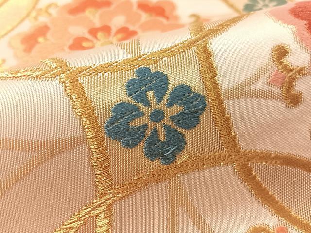 平和屋着物●西陣　川島織物　六通柄　本袋帯　七宝花文　金糸　正絹　逸品　CABM2853vp