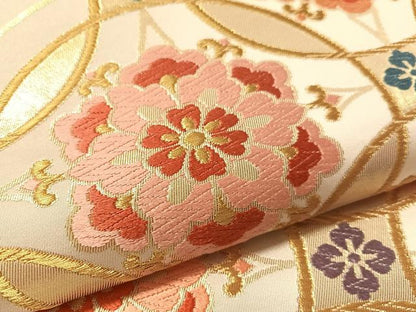 平和屋着物●西陣　川島織物　六通柄　本袋帯　七宝花文　金糸　正絹　逸品　CABM2853vp