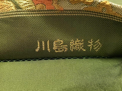 平和屋着物●西陣　川島織物　六通柄　本袋帯　唐織　正倉院松文　金銀糸　正絹　逸品　CABM2861vp