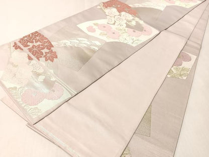 平和屋着物●西陣　川島織物　六通柄　本袋帯　地紙花文　金銀糸　正絹　逸品　CABM2873vp