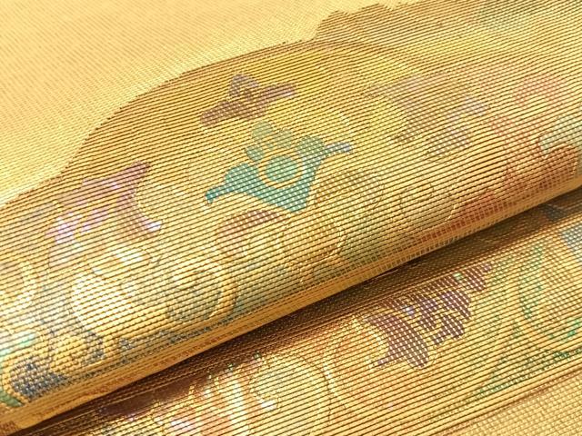 平和屋着物●西陣　川島織物　本金　太鼓柄　本袋帯　螺鈿箔　更紗唐草文　三越扱い　正絹　逸品　未使用　CABM2875vp