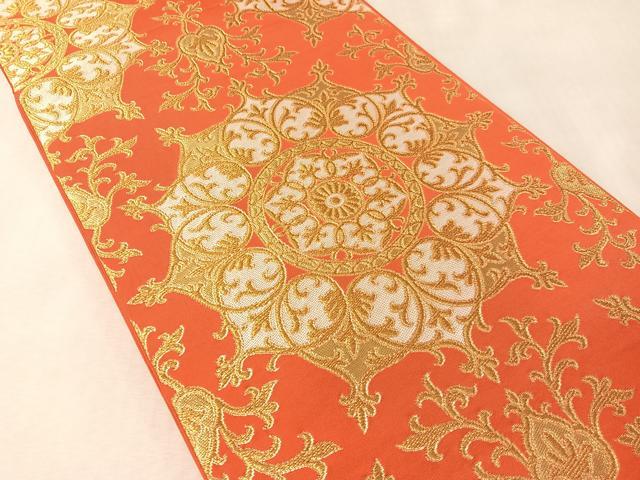 平和屋着物●西陣　川島織物　六通柄　本袋帯　正倉院花文　金糸　正絹　逸品　CABM2878vp