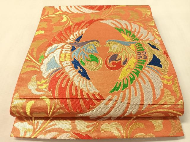 平和屋着物●西陣　川島織物　六通柄　本袋帯　唐織　双鳥丸文　金糸　正絹　逸品　CABM2879vp