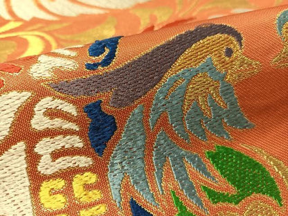 平和屋着物●西陣　川島織物　六通柄　本袋帯　唐織　双鳥丸文　金糸　正絹　逸品　CABM2879vp