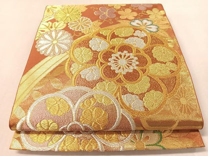 平和屋着物●西陣　川島織物　六通柄　本袋帯　舞花文　金銀糸　正絹　逸品　CABM2880vp