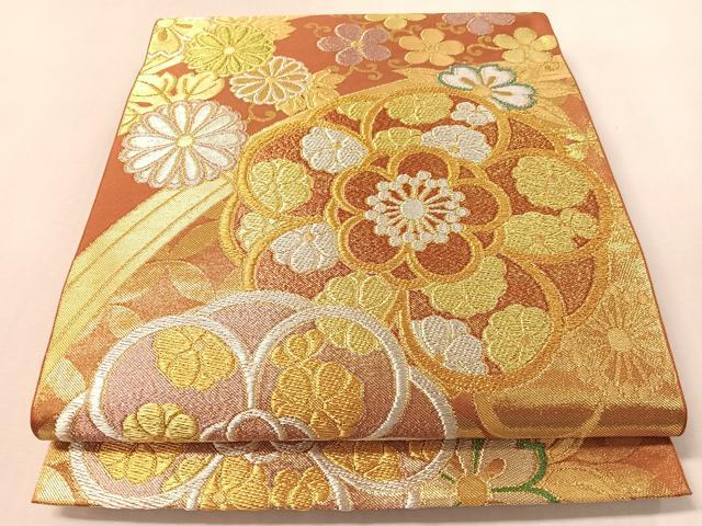 平和屋着物●西陣　川島織物　六通柄　本袋帯　舞花文　金銀糸　正絹　逸品　CABM2880vp