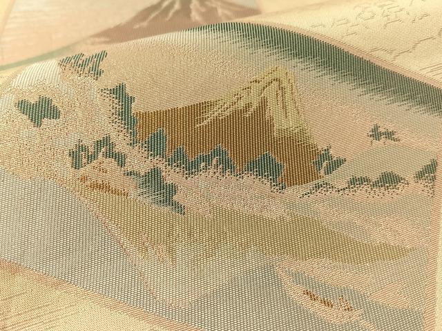 平和屋着物●西陣　川島織物　六通柄　本袋帯　富嶽三十六景　金銀糸　正絹　逸品　CABM2887vp