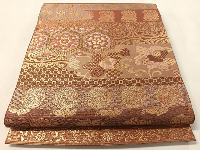 平和屋着物●西陣　川島織物　六通柄　本袋帯　名物裂　金糸　正絹　逸品　CABM2888vp