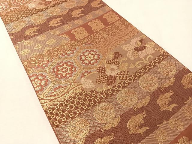 平和屋着物●西陣　川島織物　六通柄　本袋帯　名物裂　金糸　正絹　逸品　CABM2888vp