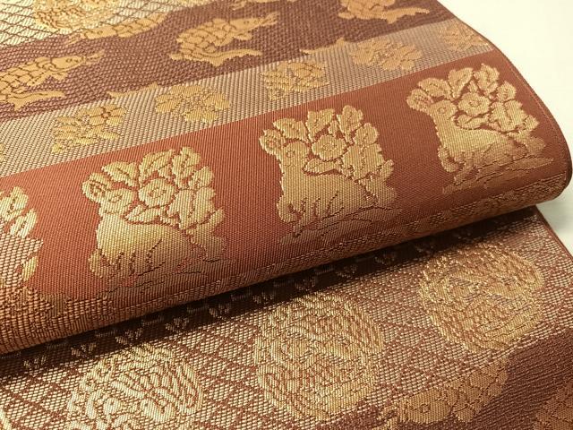 平和屋着物●西陣　川島織物　六通柄　本袋帯　名物裂　金糸　正絹　逸品　CABM2888vp