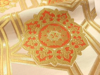 平和屋着物●西陣　川島織物　六通柄　本袋帯　正倉院花文　金糸　正絹　逸品　CABM2892vp