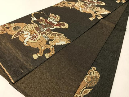 平和屋着物●西陣　鷹匠謹製　六通柄袋帯　狩鞍　金糸　正絹　逸品　CABM2896vp