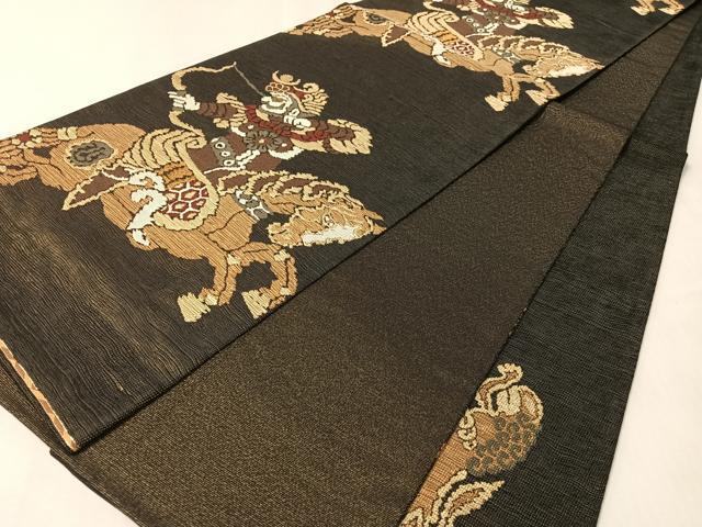 平和屋着物●西陣　鷹匠謹製　六通柄袋帯　狩鞍　金糸　正絹　逸品　CABM2896vp