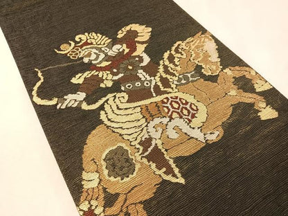 平和屋着物●西陣　鷹匠謹製　六通柄袋帯　狩鞍　金糸　正絹　逸品　CABM2896vp