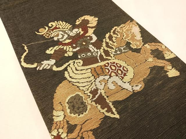 平和屋着物●西陣　鷹匠謹製　六通柄袋帯　狩鞍　金糸　正絹　逸品　CABM2896vp
