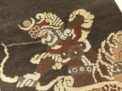平和屋着物●西陣　鷹匠謹製　六通柄袋帯　狩鞍　金糸　正絹　逸品　CABM2896vp