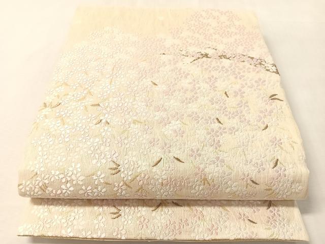 平和屋着物▽西陣 橋本織謹製 両面 両方向 全通柄袋帯 スリーシーズン 春夏秋 唐織 櫛織 春夏秋冬 四季 金糸 証紙付 正絹 逸品　CABM2897vp