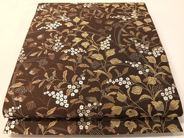 平和屋着物●西陣　高島織物謹製　六通柄袋帯　唐織　草花文　金糸　証紙付き　正絹　逸品　未使用　CABM2898vp