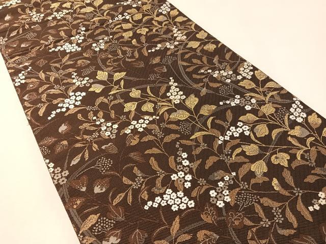 平和屋着物●西陣　高島織物謹製　六通柄袋帯　唐織　草花文　金糸　証紙付き　正絹　逸品　未使用　CABM2898vp