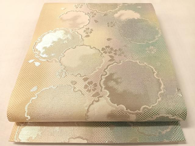 平和屋着物●六通柄袋帯　花風月　泥染糸　銀糸　正絹　逸品　CABM2900vp