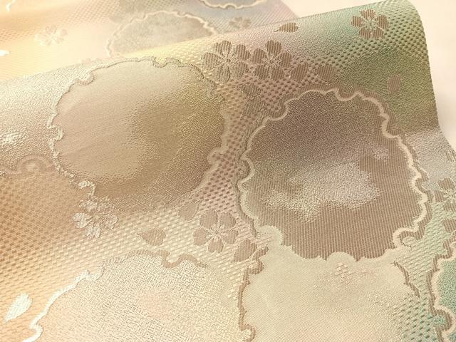 平和屋着物●六通柄袋帯　花風月　泥染糸　銀糸　正絹　逸品　CABM2900vp