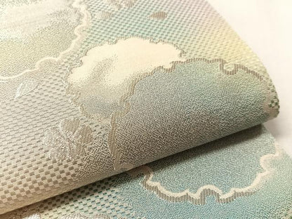 平和屋着物●六通柄袋帯　花風月　泥染糸　銀糸　正絹　逸品　CABM2900vp