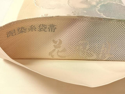 平和屋着物●六通柄袋帯　花風月　泥染糸　銀糸　正絹　逸品　CABM2900vp