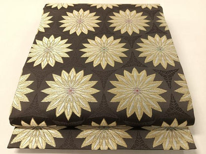 平和屋着物●六通柄袋帯　花丸文　金糸　正絹　逸品　CABM2903vp