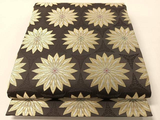 平和屋着物●六通柄袋帯　花丸文　金糸　正絹　逸品　CABM2903vp