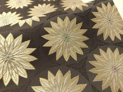 平和屋着物●六通柄袋帯　花丸文　金糸　正絹　逸品　CABM2903vp