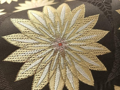 平和屋着物●六通柄袋帯　花丸文　金糸　正絹　逸品　CABM2903vp