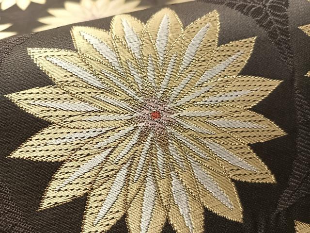 平和屋着物●六通柄袋帯　花丸文　金糸　正絹　逸品　CABM2903vp
