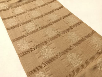 平和屋着物●西陣　六通柄　京袋帯　格子花文　証紙付き　綿　逸品　CABM2905vp