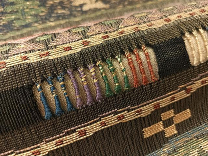 平和屋着物●六通柄袋帯　手織　櫛織　横段吉祥文　金糸　正絹　逸品　CABM2909vp