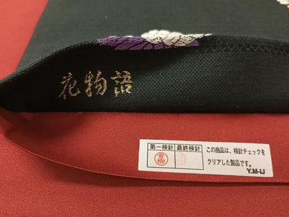 平和屋着物●六通柄袋帯　花物語　黒地　金糸　正絹　逸品　CABM2912vp