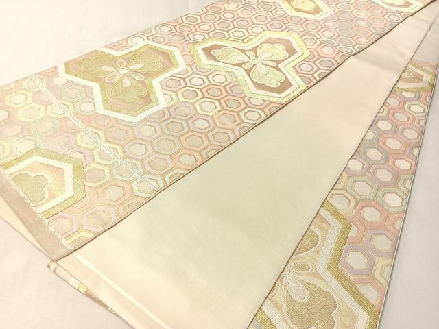 平和屋着物▼六通柄　本袋帯　毘沙門亀甲花文　金銀糸　正絹　逸品　CABM2913vp