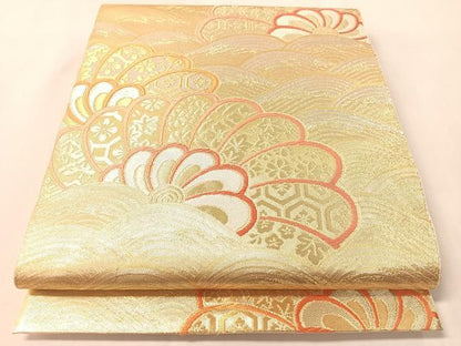 平和屋着物●西陣　川島織物　六通柄　本袋帯　唐織　立波花文　正絹　逸品　CABM2915vp