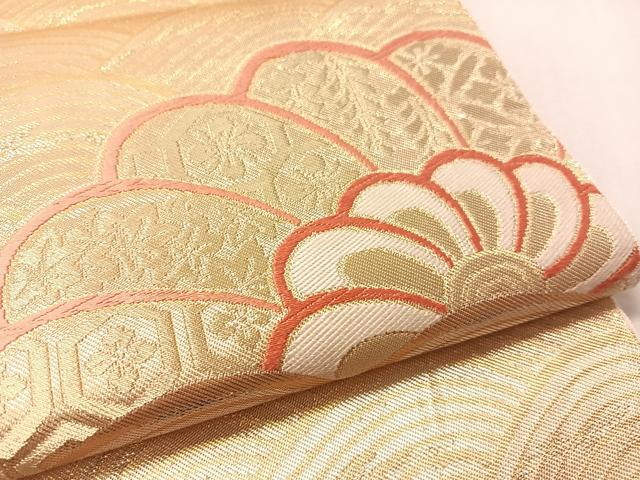 平和屋着物●西陣　川島織物　六通柄　本袋帯　唐織　立波花文　正絹　逸品　CABM2915vp